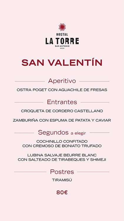 LT cena san valentin menu 2026