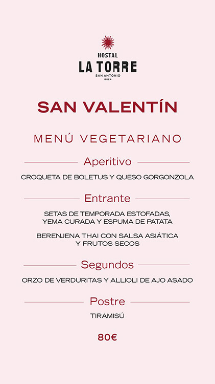 LT cena san valentin menu vegetariano 2025