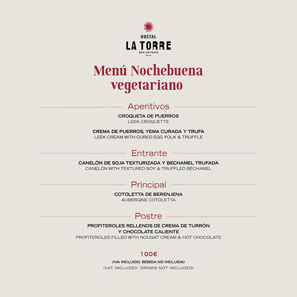 Menu Nochebuena ibiza vegano 2024